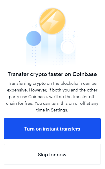 Coinbase off chain transfers